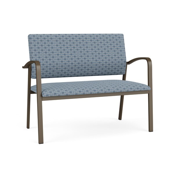 Lesro Newport 2 Seat Tandem Seating Metal Frame No Center Arms, Bronze, RS Rain Song Upholstery NP1501 - main